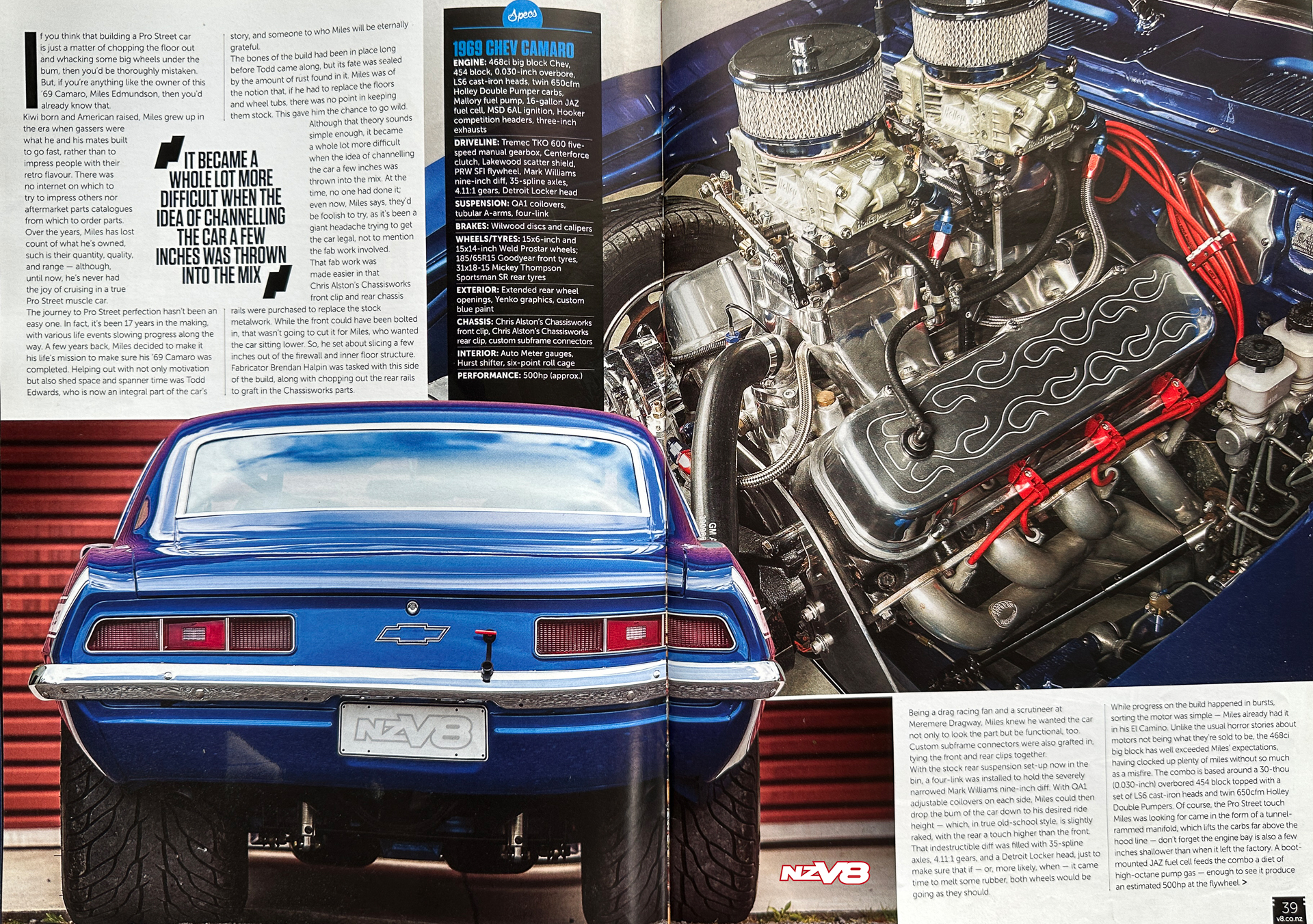 8 1969 Chev Camaro blue